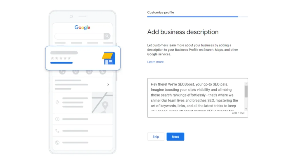 Creating-Google-business-profile-add-business-description