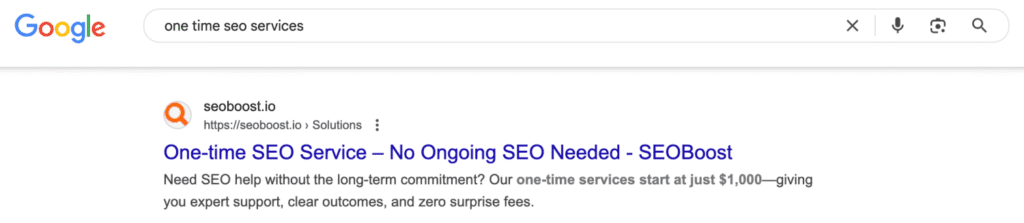 Example of Meta Tags On SERP